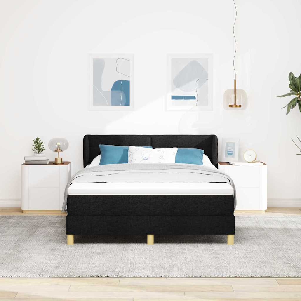 vidaXL Κρεβάτι με ελατήρια με στρώμα Μαύρο 160 x 200 cm ύφασμα