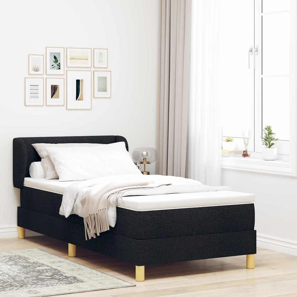 vidaXL Κρεβάτι με ελατήρια με κεφαλάρι Μαύρο 80 x 200 cm ύφασμα