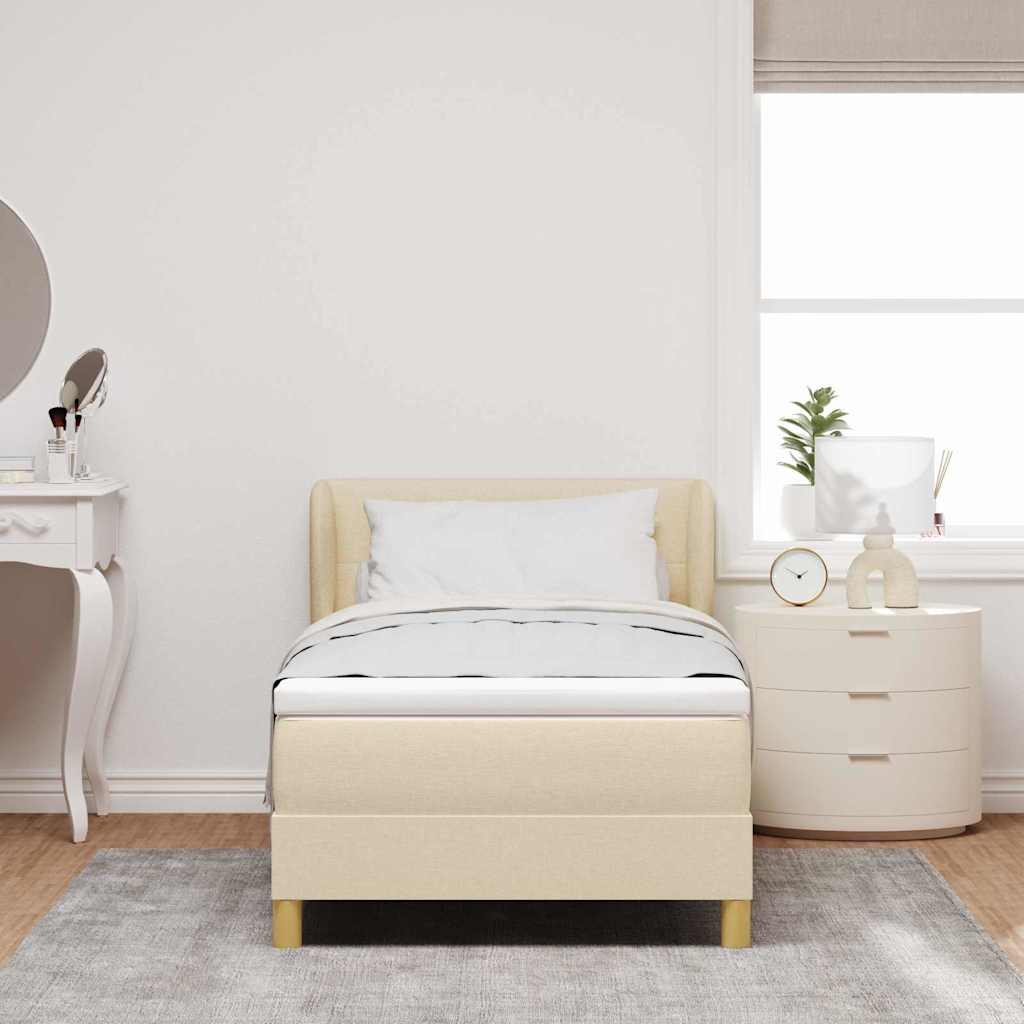 vidaXL Κρεβάτι με ελατήρια με κεφαλάρι Κρεμ 80 x 200 cm ύφασμα