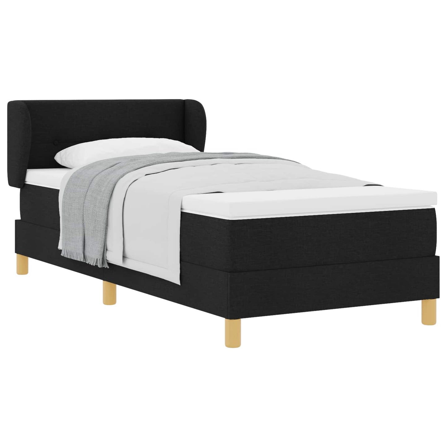 vidaXL Κρεβάτι με ελατήρια με στρώμα Μαύρο 90 x 190 cm ύφασμα