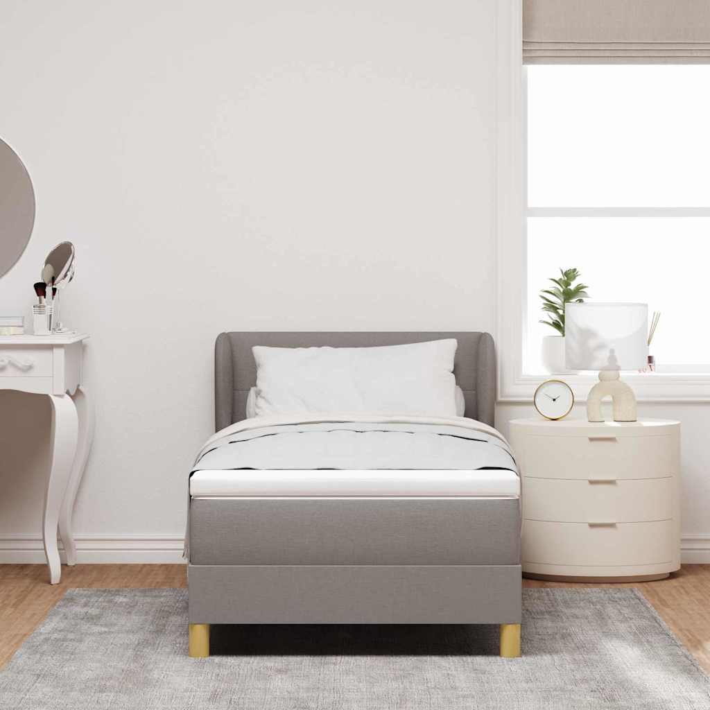 vidaXL Κρεβάτι με ελατήρια με κεφαλάρι Taupe 90 x 190 cm ύφασμα