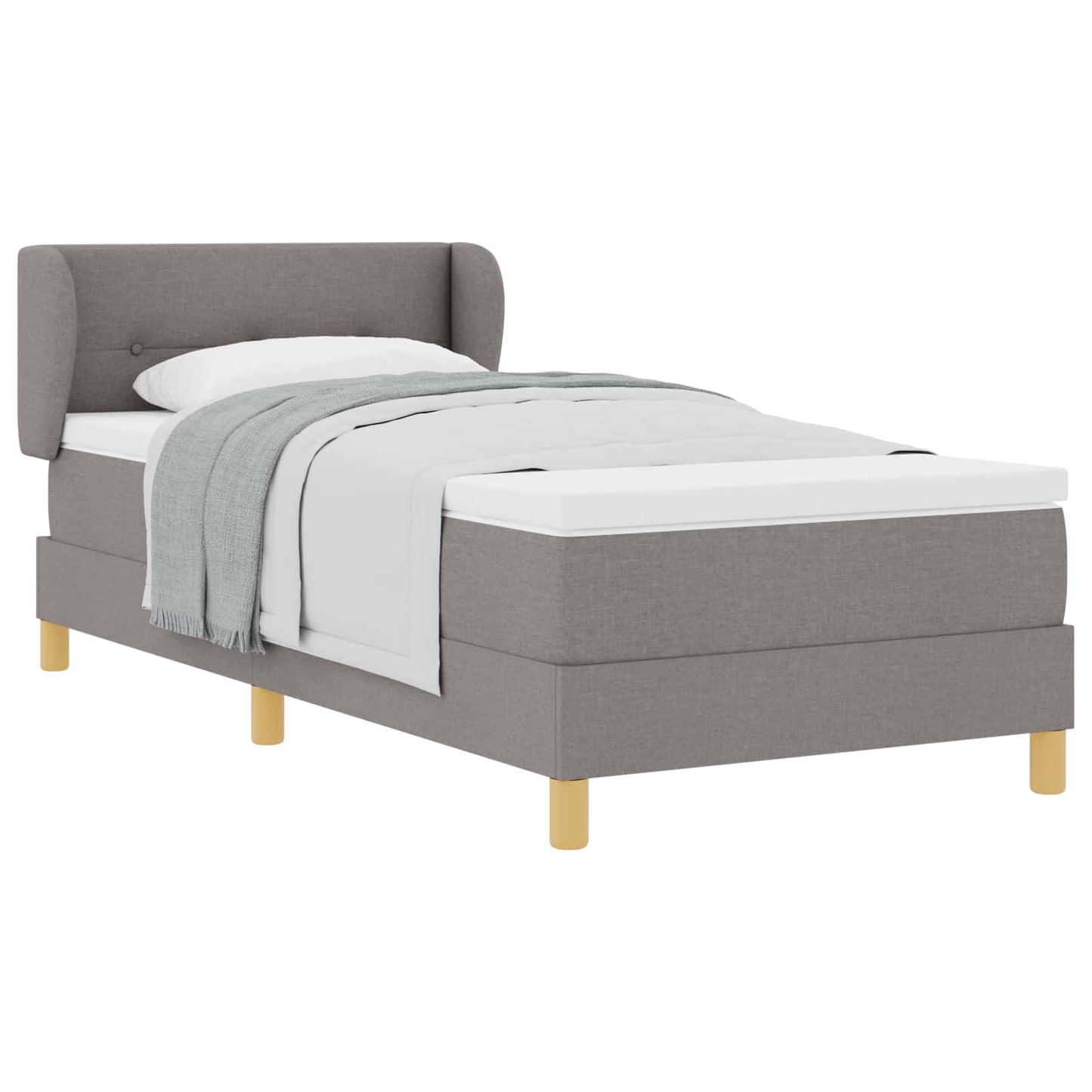 vidaXL Κρεβάτι με ελατήρια με κεφαλάρι Taupe 90 x 190 cm ύφασμα