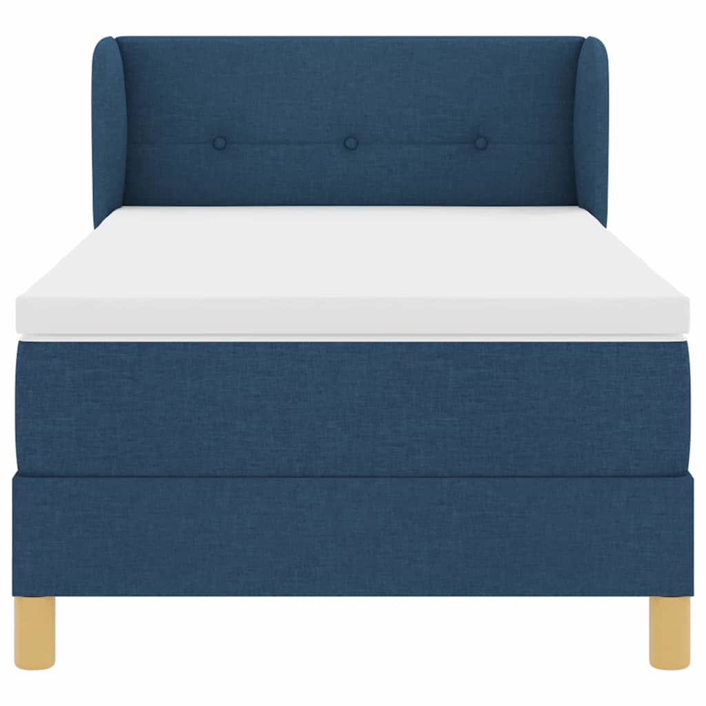 vidaXL Κρεβάτι με ελατήρια με κεφαλάρι Μπλε 90 x 190 cm ύφασμα