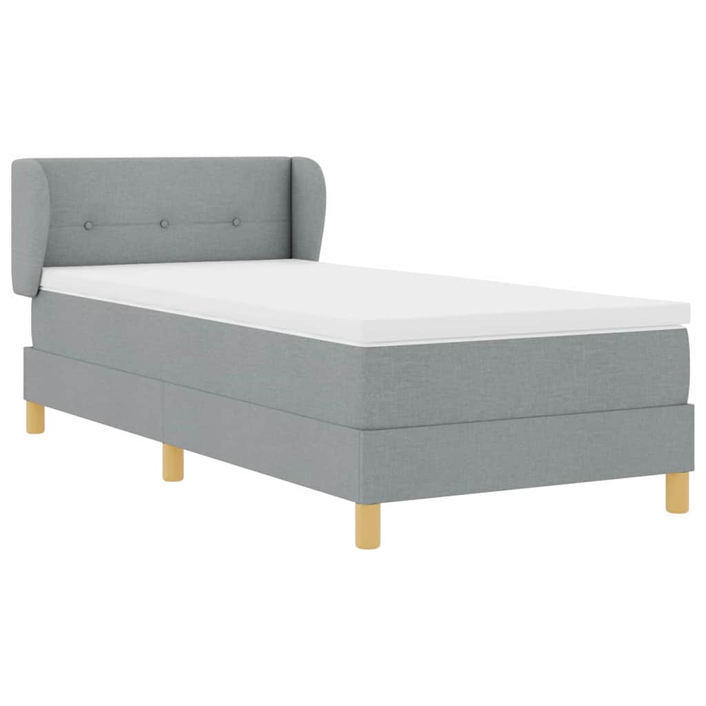vidaXL Κρεβάτι Box Spring με Στρώμα σε Ανοιχτό Γκρι, 90x200 εκ., Ύφασμα