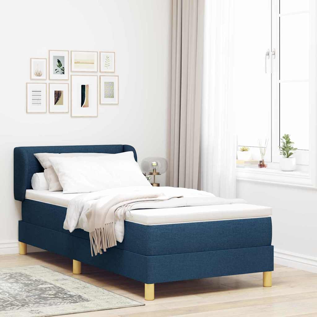 vidaXL Κρεβάτι με ελατήρια με κεφαλάρι Μπλε 90 x 200 cm ύφασμα