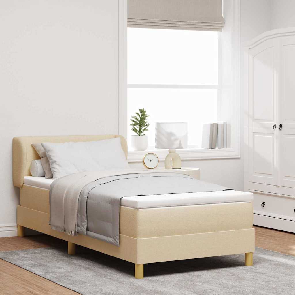 vidaXL Κρεβάτι με ελατήρια με κεφαλάρι Κρεμ 100 x 200 cm ύφασμα