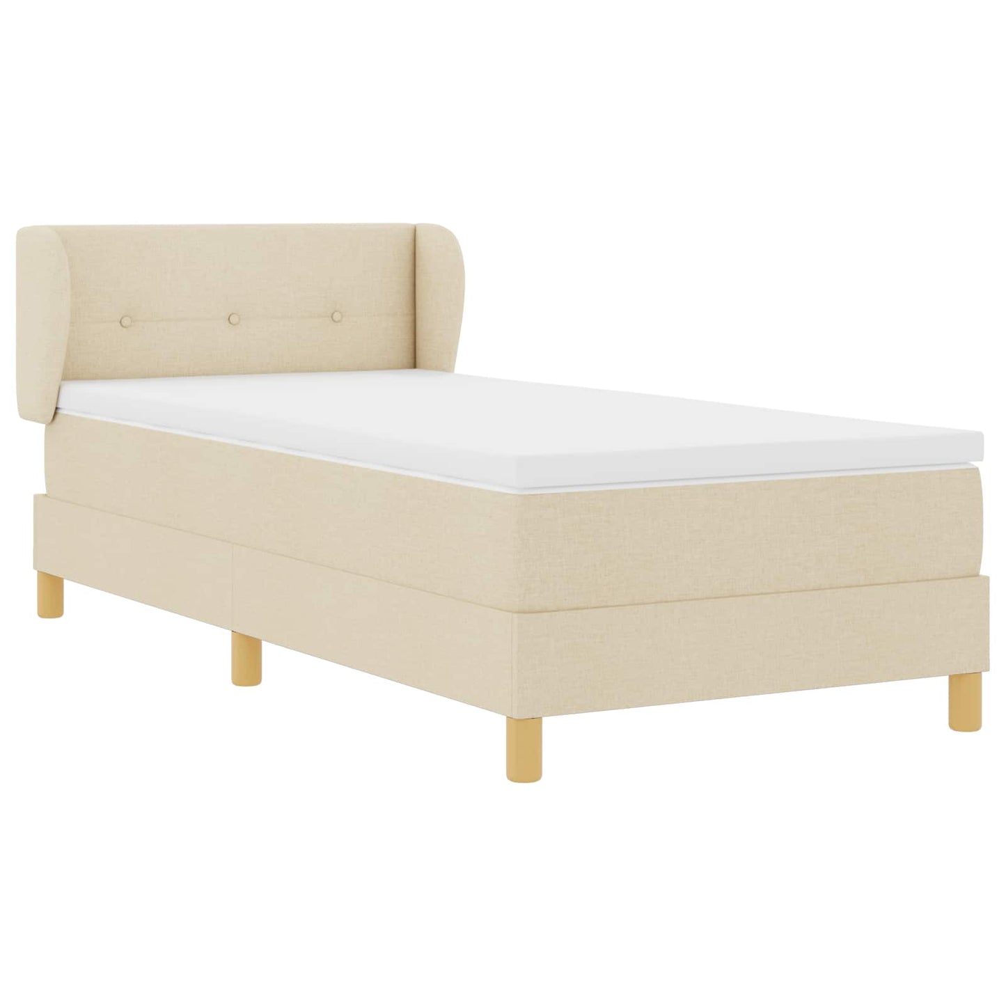 vidaXL Κρεβάτι με ελατήρια με κεφαλάρι Κρεμ 100 x 200 cm ύφασμα