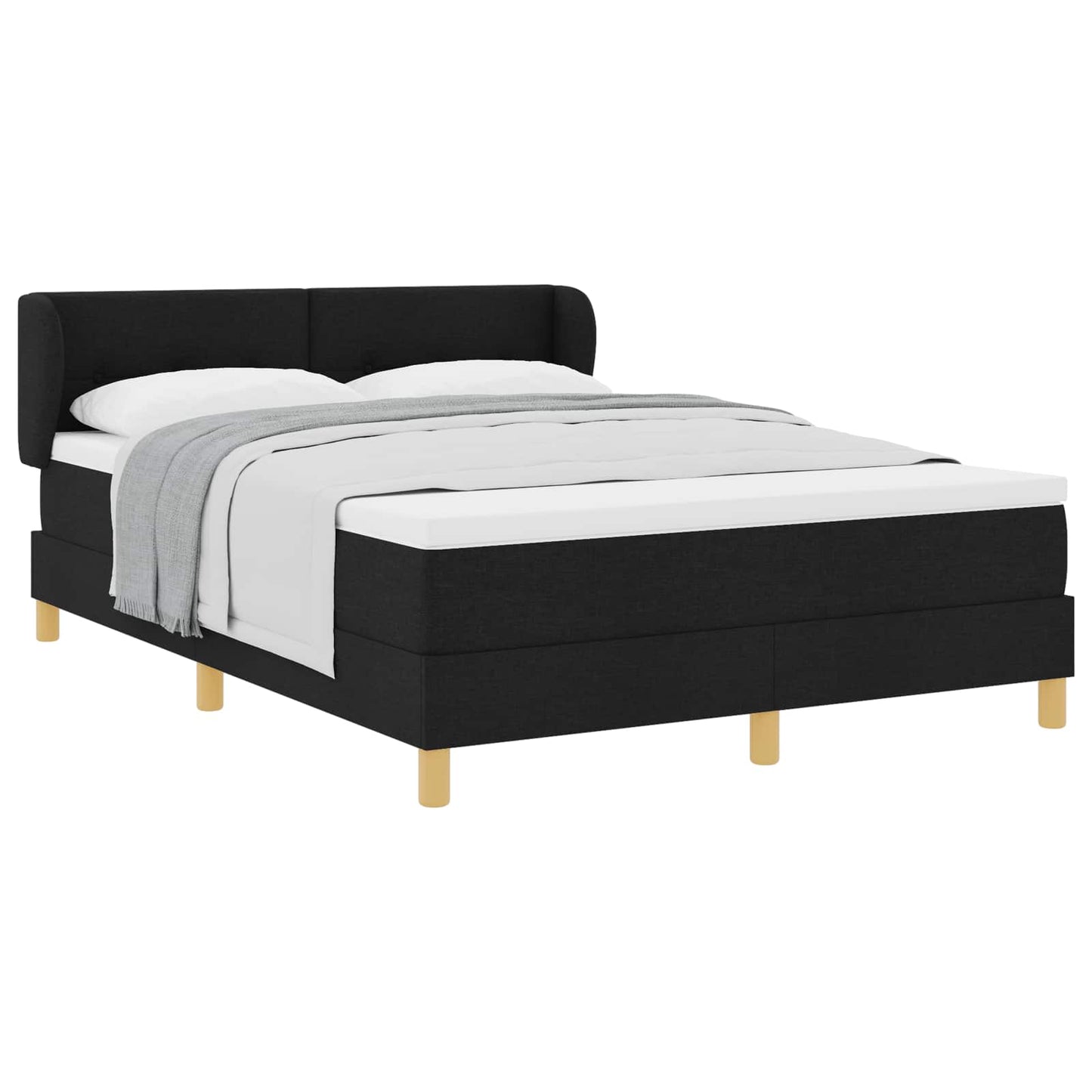 vidaXL Κρεβάτι με ελατήρια με κεφαλάρι Μαύρο 140 x 190 cm ύφασμα