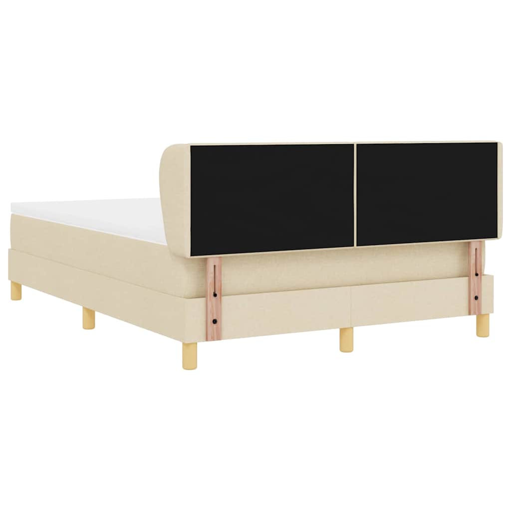 vidaXL Κρεβάτι με ελατήρια με κεφαλάρι Κρεμ 140 x 190 cm ύφασμα