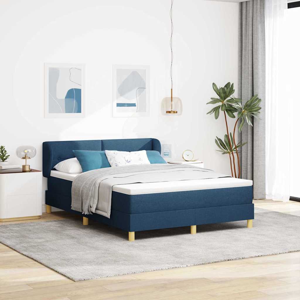 vidaXL Κρεβάτι με ελατήρια με στρώμα Μπλε 140 x 190 cm ύφασμα