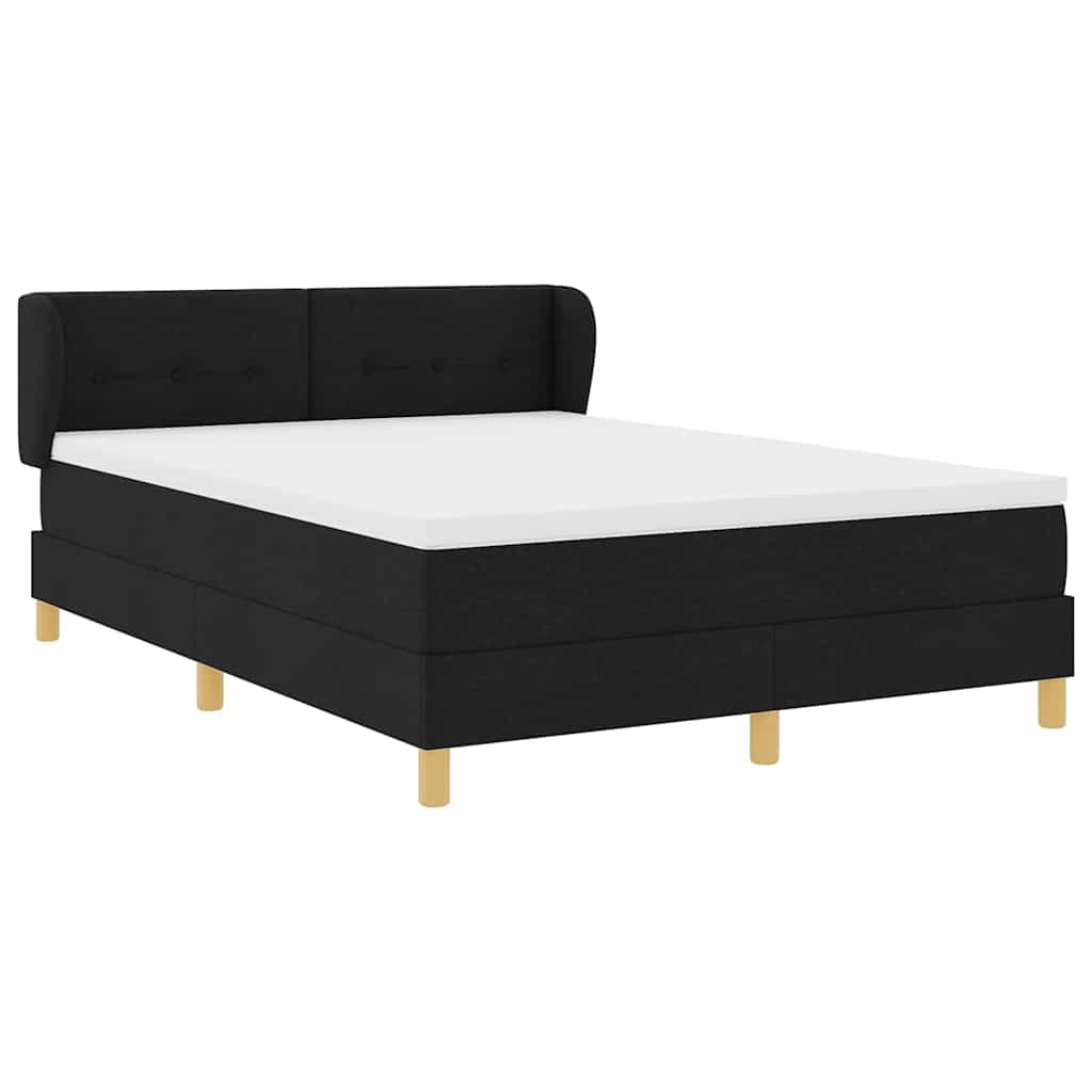 vidaXL Κρεβάτι με ελατήρια με κεφαλάρι Μαύρο 140 x 200 cm ύφασμα