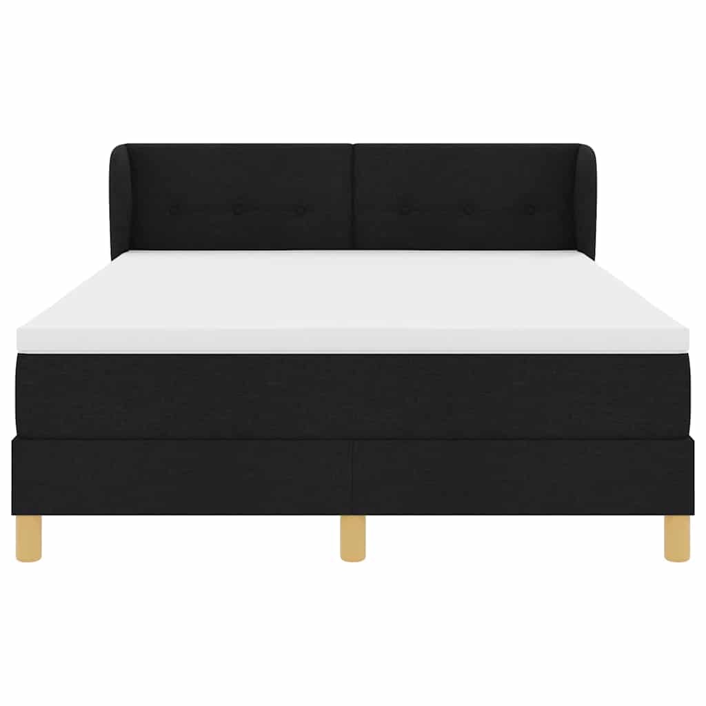 vidaXL Κρεβάτι με ελατήρια με κεφαλάρι Μαύρο 140 x 200 cm ύφασμα