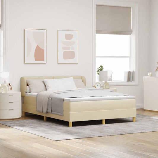vidaXL Κρεβάτι με ελατήρια με κεφαλάρι Κρεμ 140 x 200 cm ύφασμα