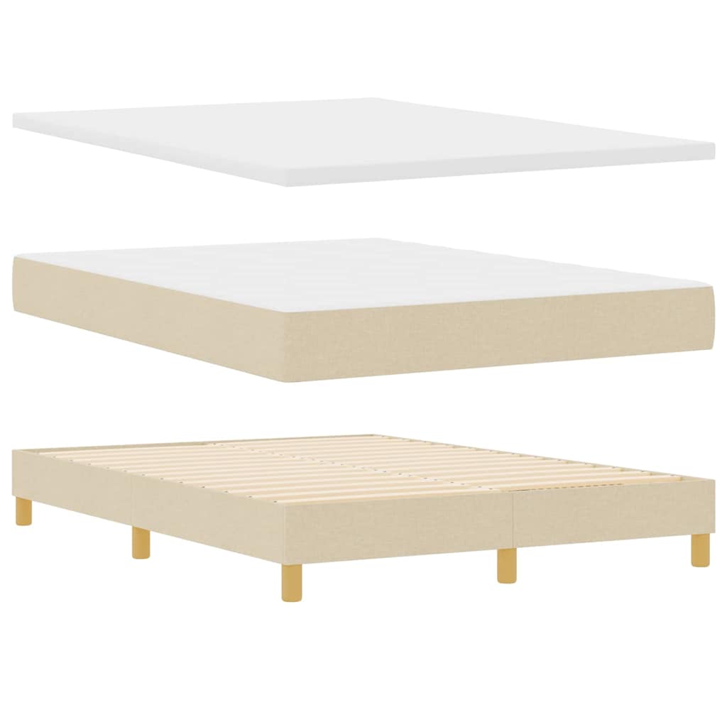 vidaXL Κρεβάτι με ελατήρια με κεφαλάρι Κρεμ 140 x 200 cm ύφασμα