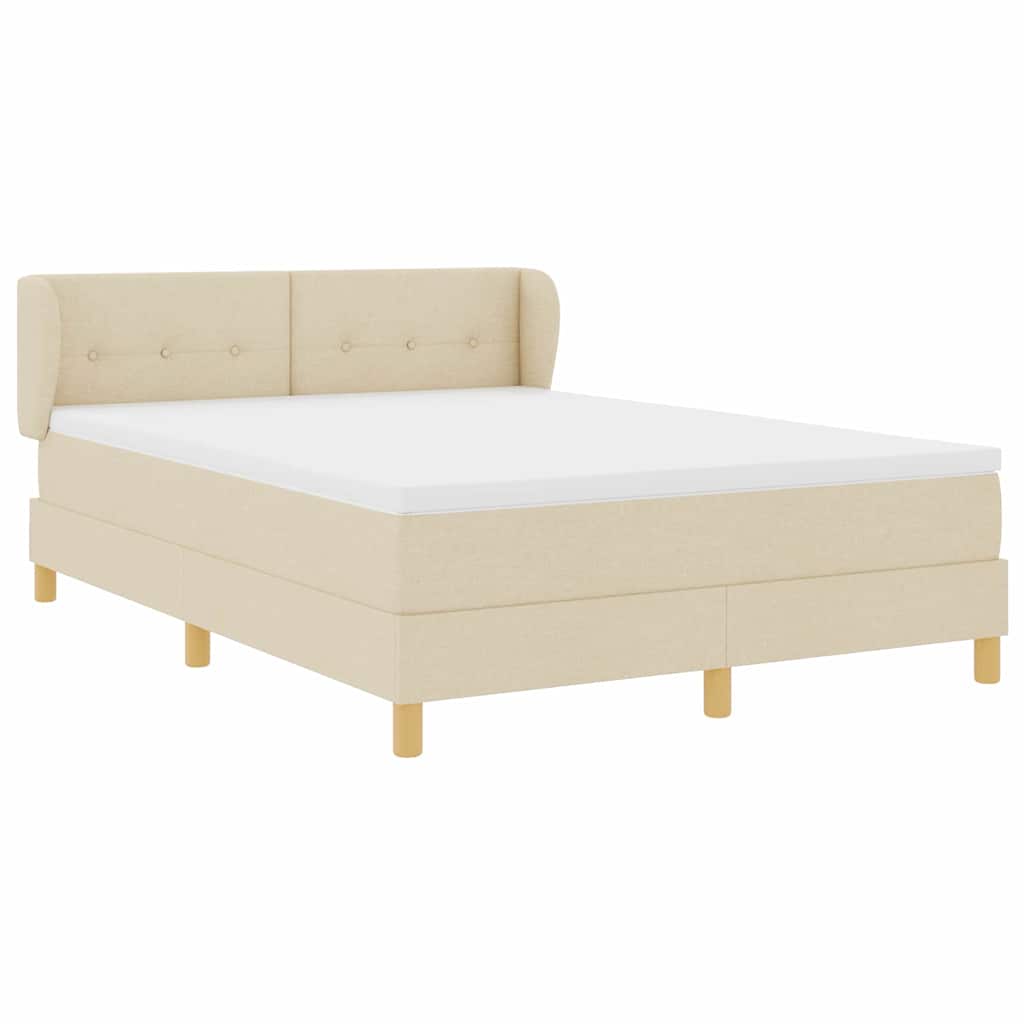 vidaXL Κρεβάτι με ελατήρια με κεφαλάρι Κρεμ 140 x 200 cm ύφασμα
