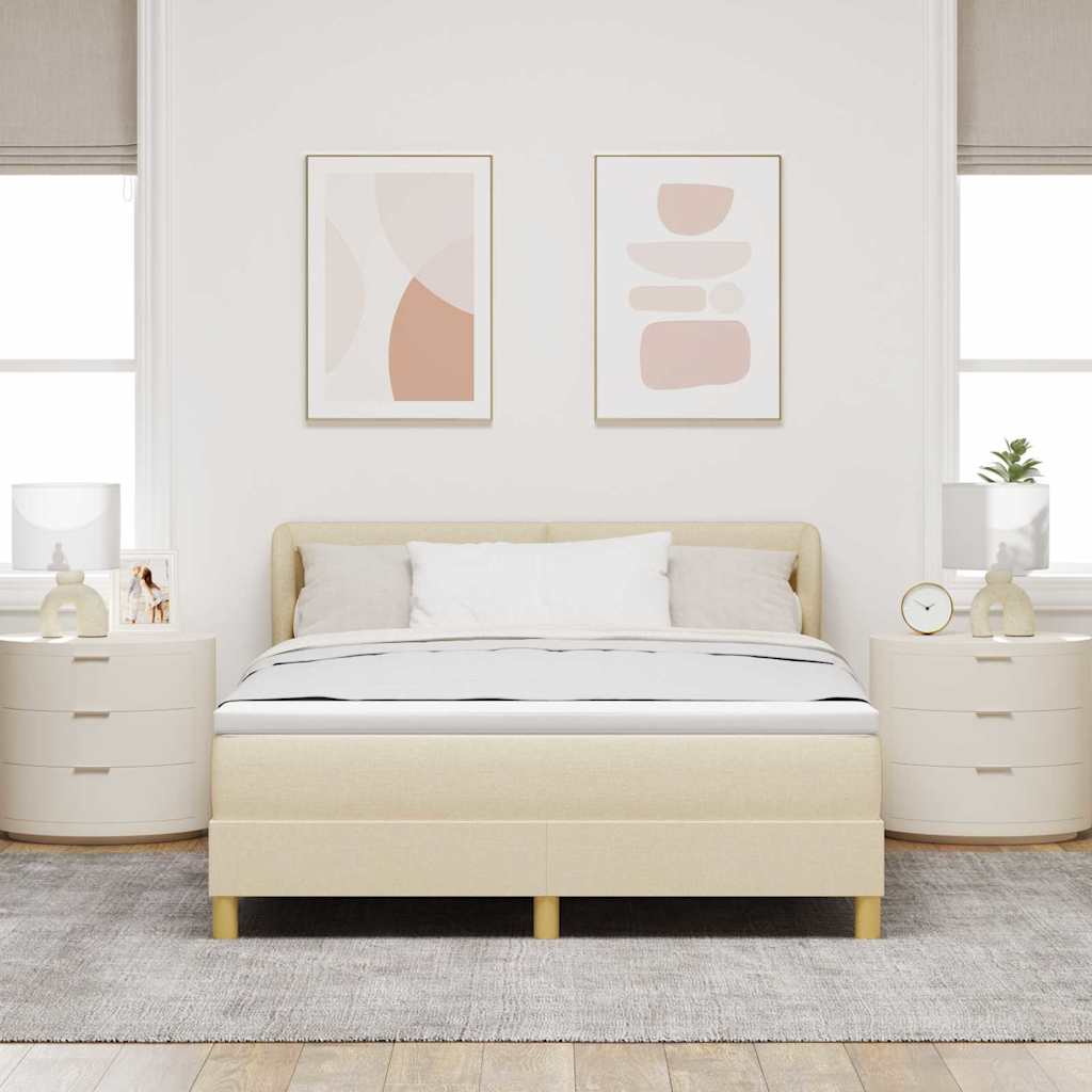 vidaXL Κρεβάτι με ελατήρια με κεφαλάρι Κρεμ 160 x 200 cm ύφασμα