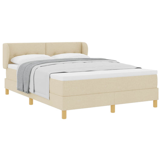 vidaXL Κρεβάτι με ελατήρια με κεφαλάρι Κρεμ 160 x 200 cm ύφασμα