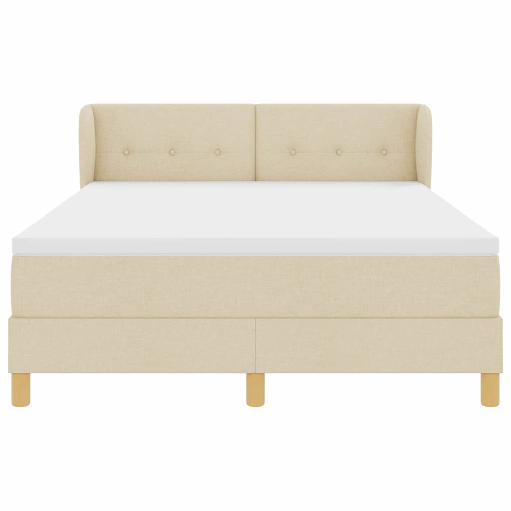 vidaXL Κρεβάτι με ελατήρια με κεφαλάρι Κρεμ 160 x 200 cm ύφασμα