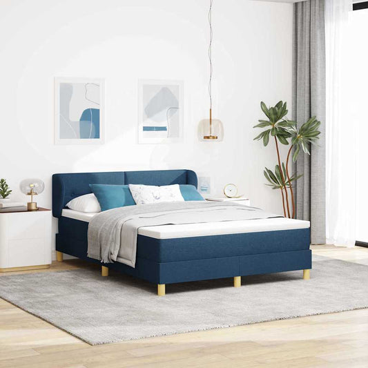 vidaXL Κρεβάτι με ελατήρια με κεφαλάρι Μπλε 160 x 200 cm ύφασμα