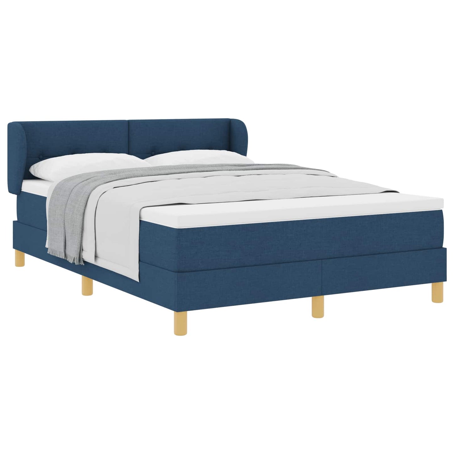vidaXL Κρεβάτι με ελατήρια με κεφαλάρι Μπλε 160 x 200 cm ύφασμα