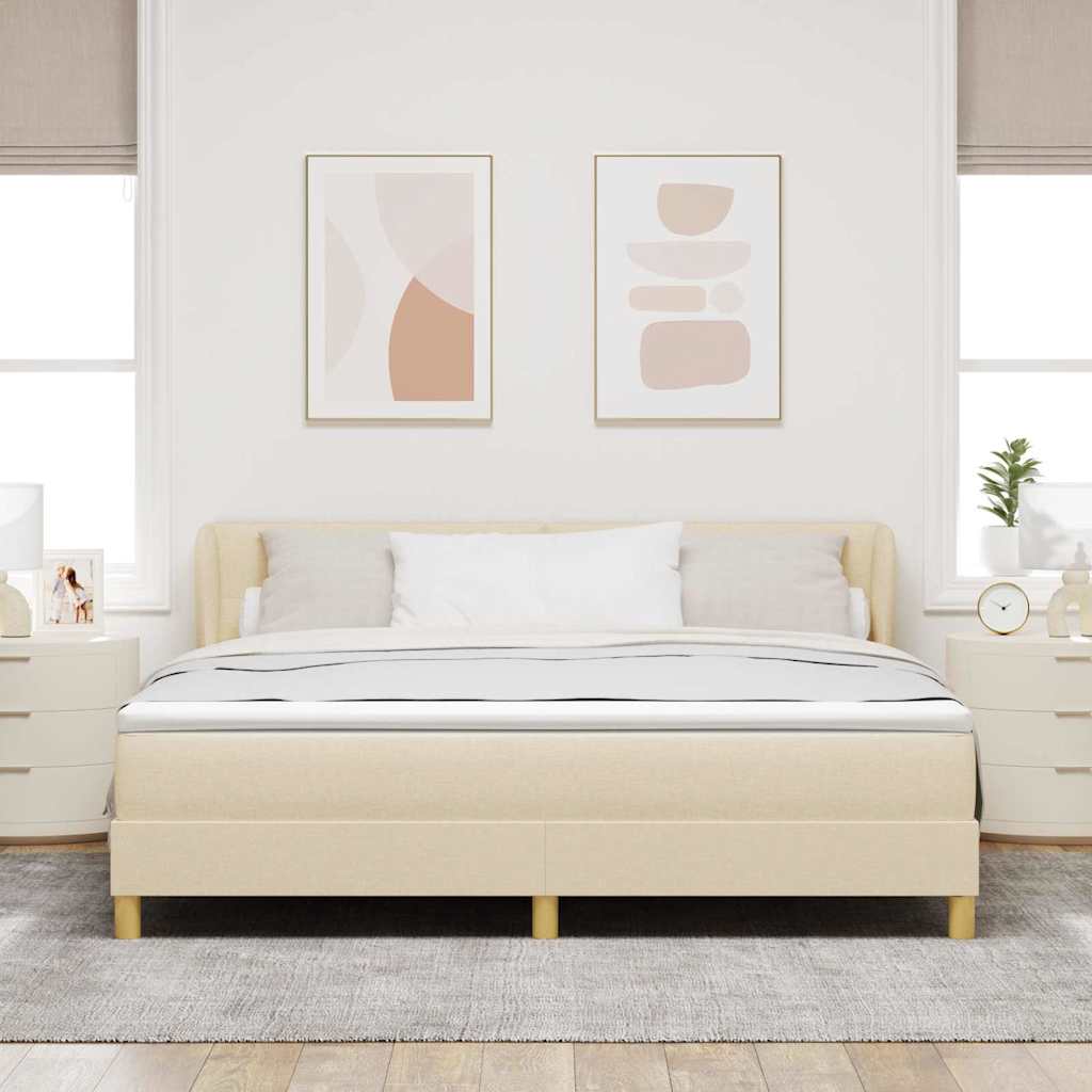 vidaXL Κρεβάτι με ελατήρια με κεφαλάρι Κρεμ 180 x 200 cm ύφασμα