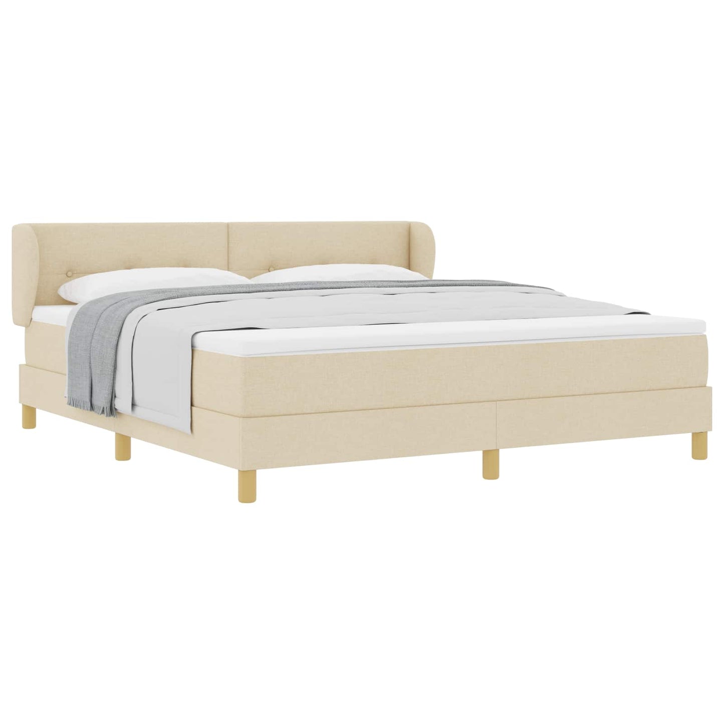vidaXL Κρεβάτι με ελατήρια με κεφαλάρι Κρεμ 180 x 200 cm ύφασμα