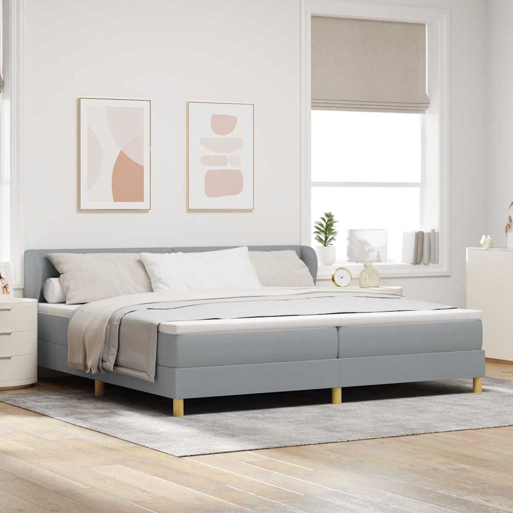 vidaXL Κρεβάτι με ελατήρια Ανοιχτό γκρι 200 x 200 cm ύφασμα