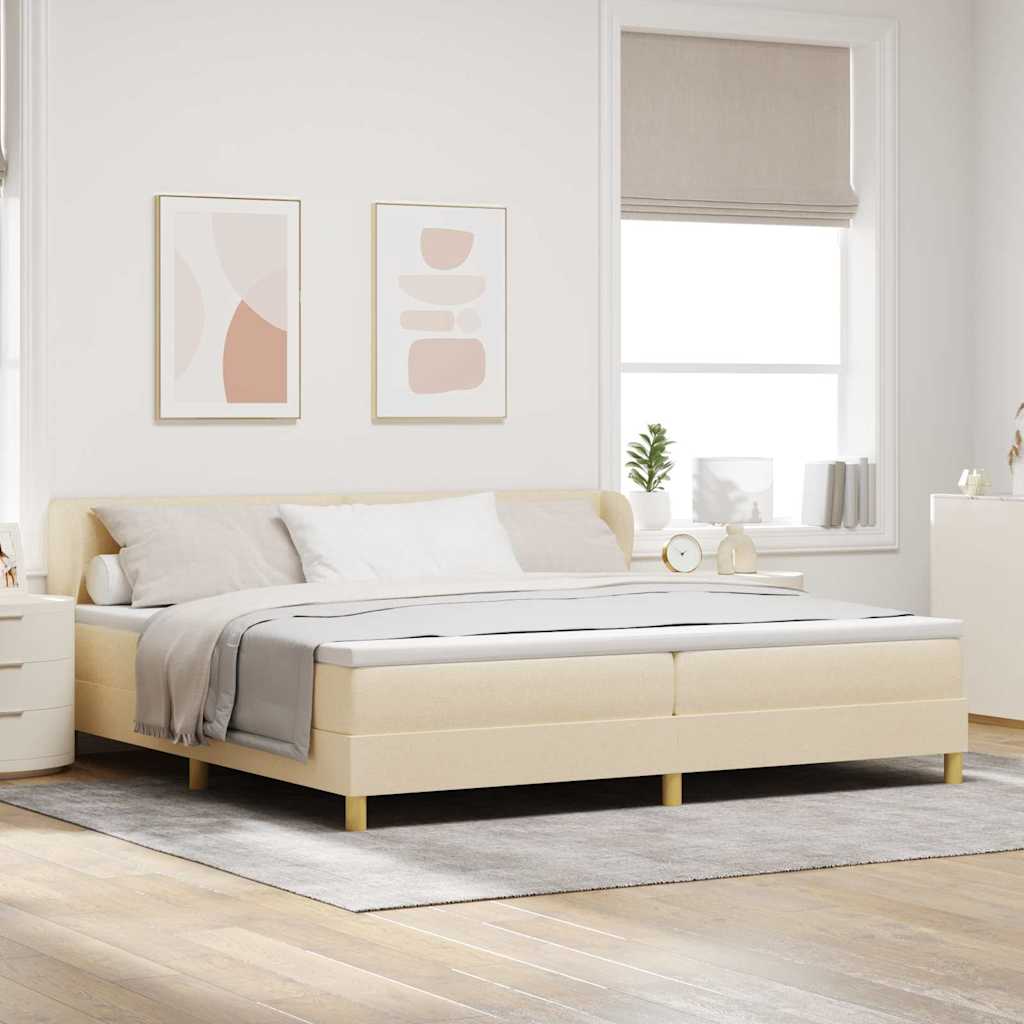 vidaXL Κρεβάτι με ελατήρια με κεφαλάρι Κρεμ 200 x 200 cm ύφασμα