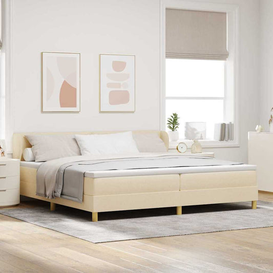 vidaXL Κρεβάτι με ελατήρια με κεφαλάρι Κρεμ 200 x 200 cm ύφασμα