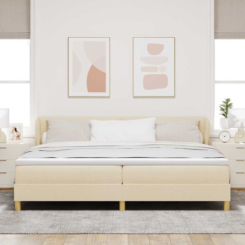 vidaXL Κρεβάτι με ελατήρια με κεφαλάρι Κρεμ 200 x 200 cm ύφασμα