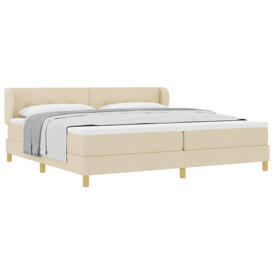 vidaXL Κρεβάτι με ελατήρια με κεφαλάρι Κρεμ 200 x 200 cm ύφασμα