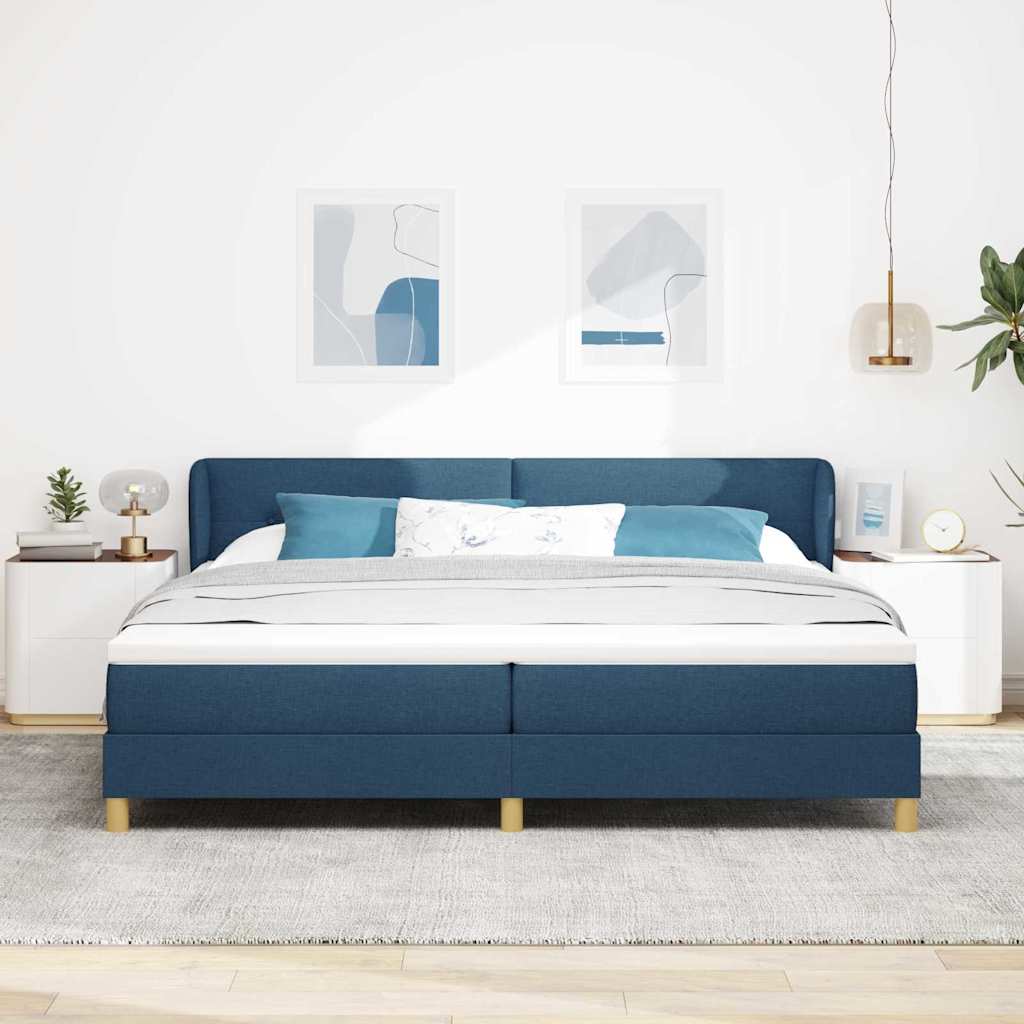 vidaXL Κρεβάτι με ελατήρια με κεφαλάρι Μπλε 200 x 200 cm ύφασμα