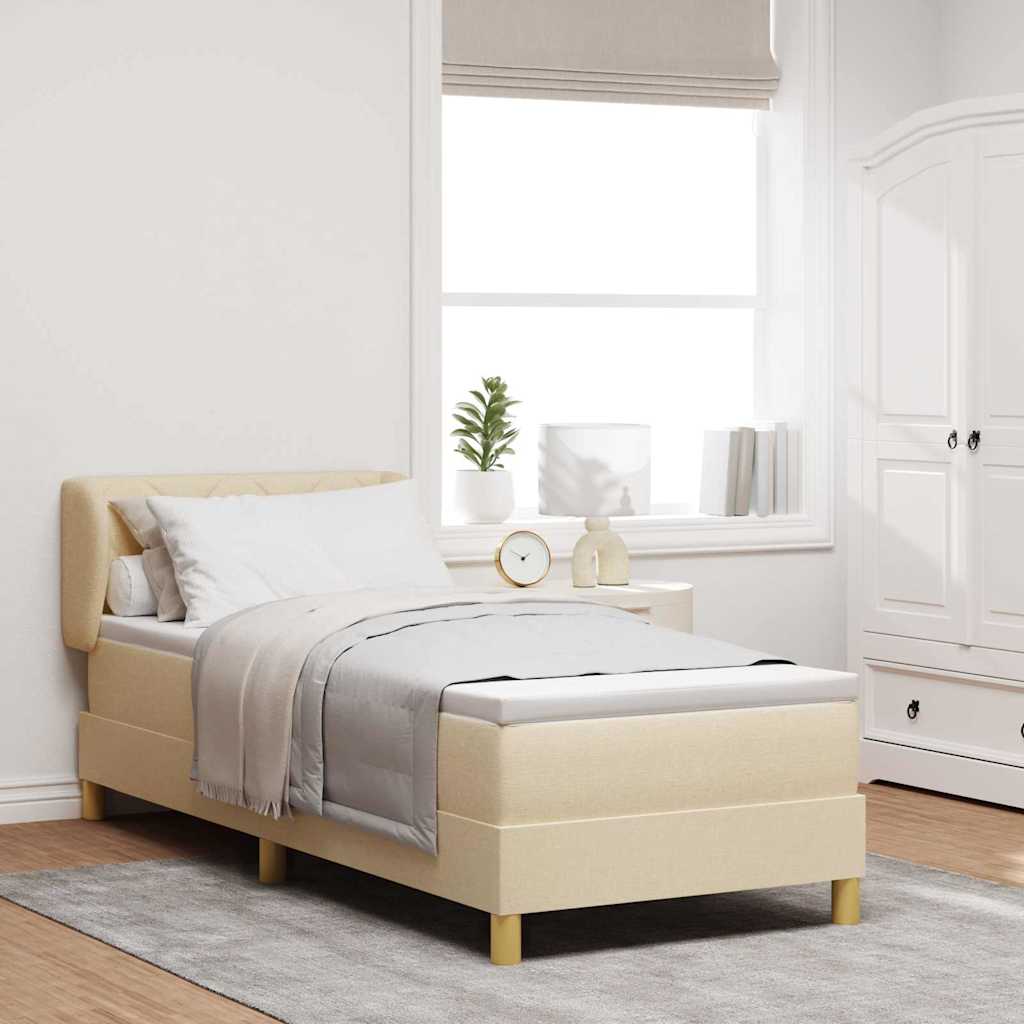 vidaXL Κρεβάτι με ελατήρια με κεφαλάρι Κρεμ 80 x 200 cm ύφασμα