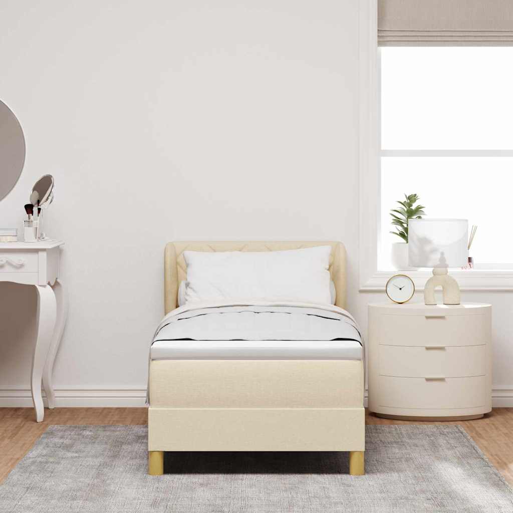 vidaXL Κρεβάτι με ελατήρια με κεφαλάρι Κρεμ 80 x 200 cm ύφασμα