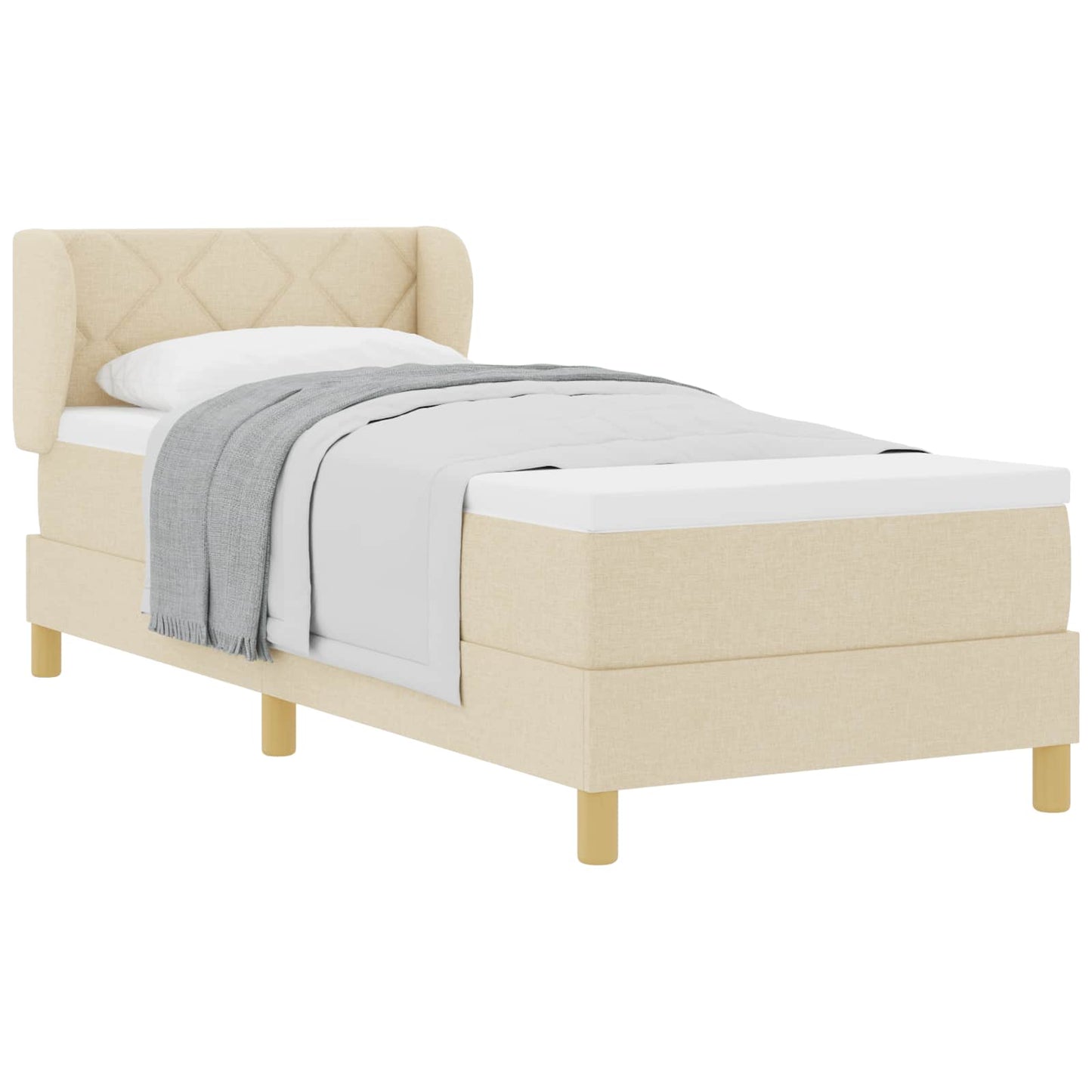 vidaXL Κρεβάτι με ελατήρια με κεφαλάρι Κρεμ 80 x 200 cm ύφασμα