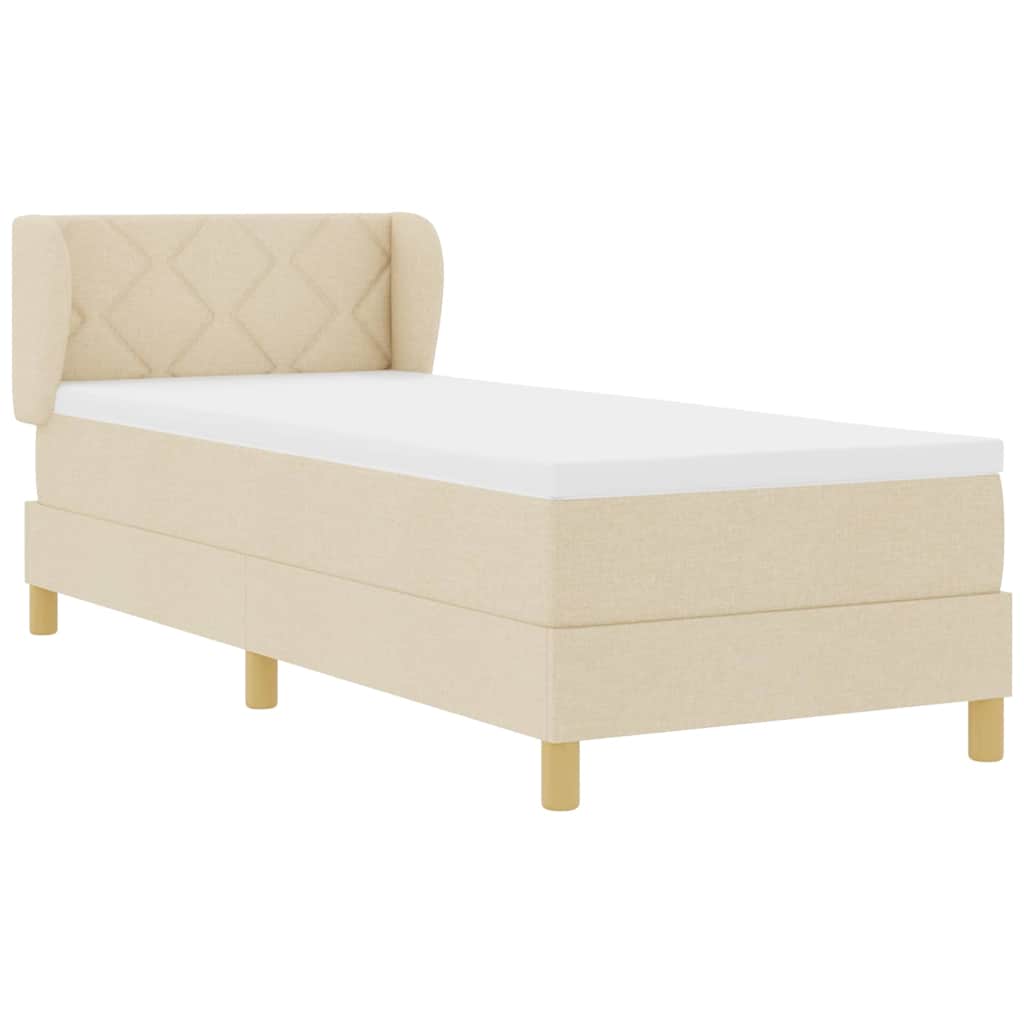 vidaXL Κρεβάτι με ελατήρια με κεφαλάρι Κρεμ 80 x 200 cm ύφασμα