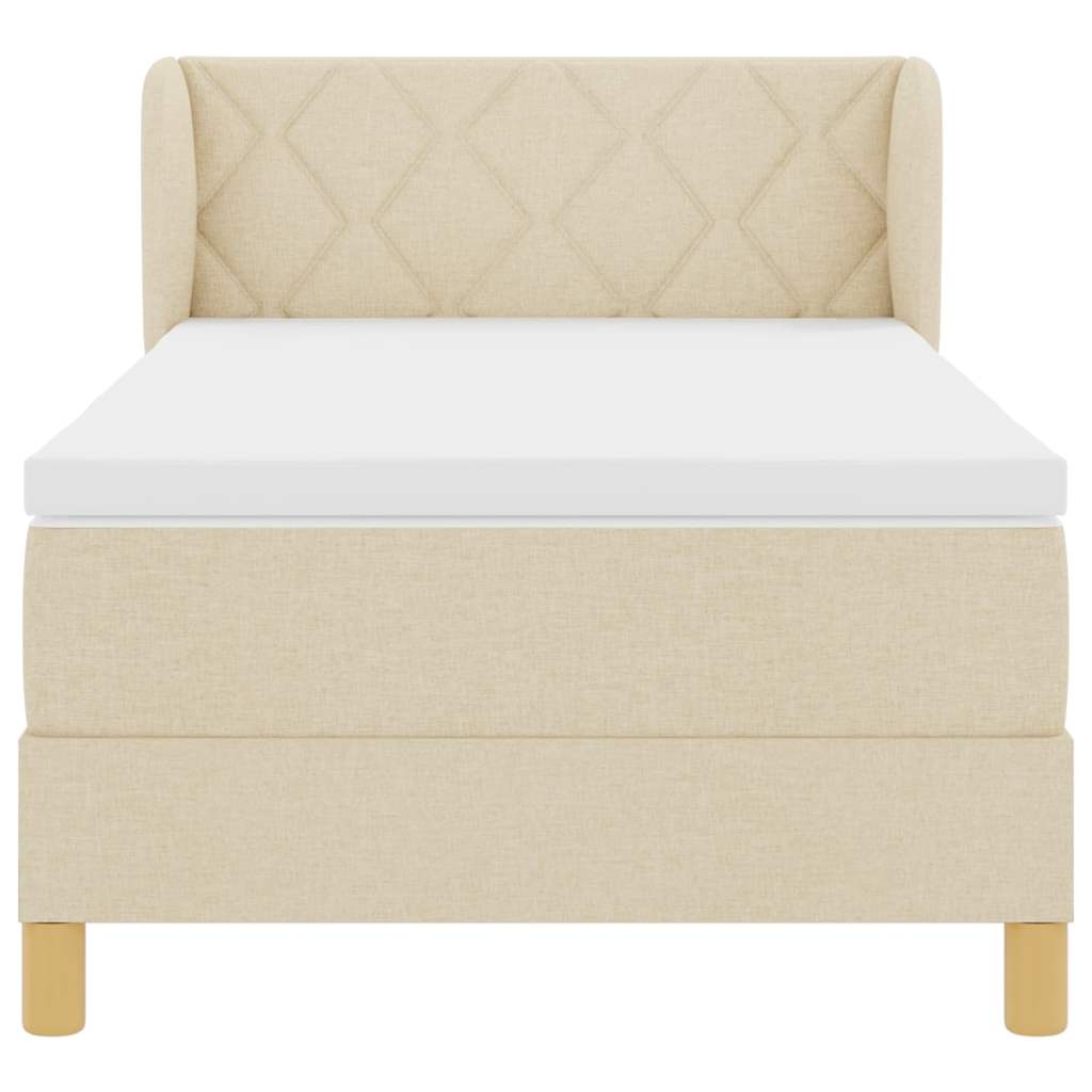 vidaXL Κρεβάτι με Ελατήρια και Στρώμα Κρεμ 90x200 εκ Υφασμα Κρεμ