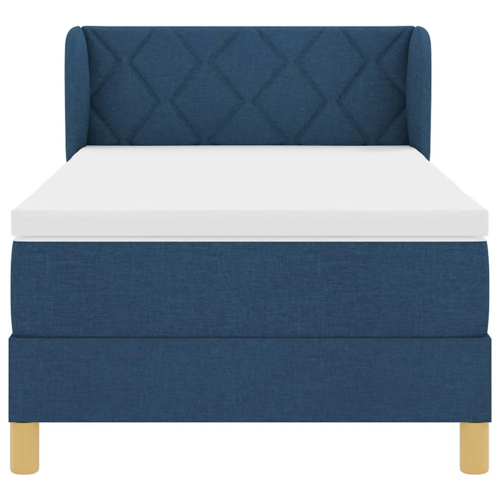 vidaXL Κρεβάτι με ελατήρια με κεφαλάρι Μπλε 90 x 190 cm ύφασμα