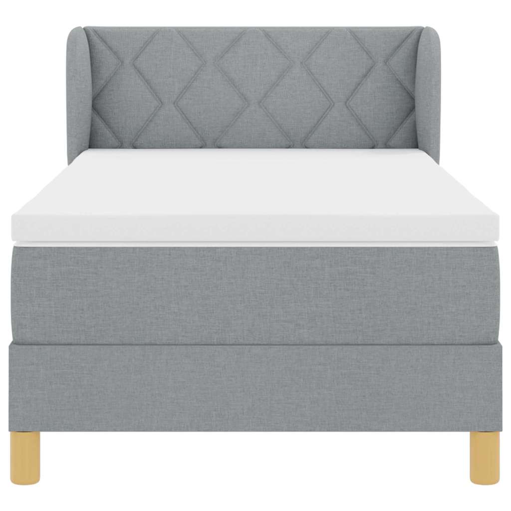 ΒιντάXL Κρεβάτι με Κεφαλάρι και Στρώμα - Ανοιχτό γκρι, 90x200 εκ., Ύφασμα
