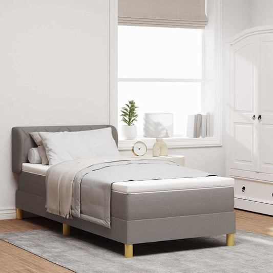 vidaXL Κρεβάτι με ελατήρια με κεφαλάρι Taupe 90 x 200 cm ύφασμα