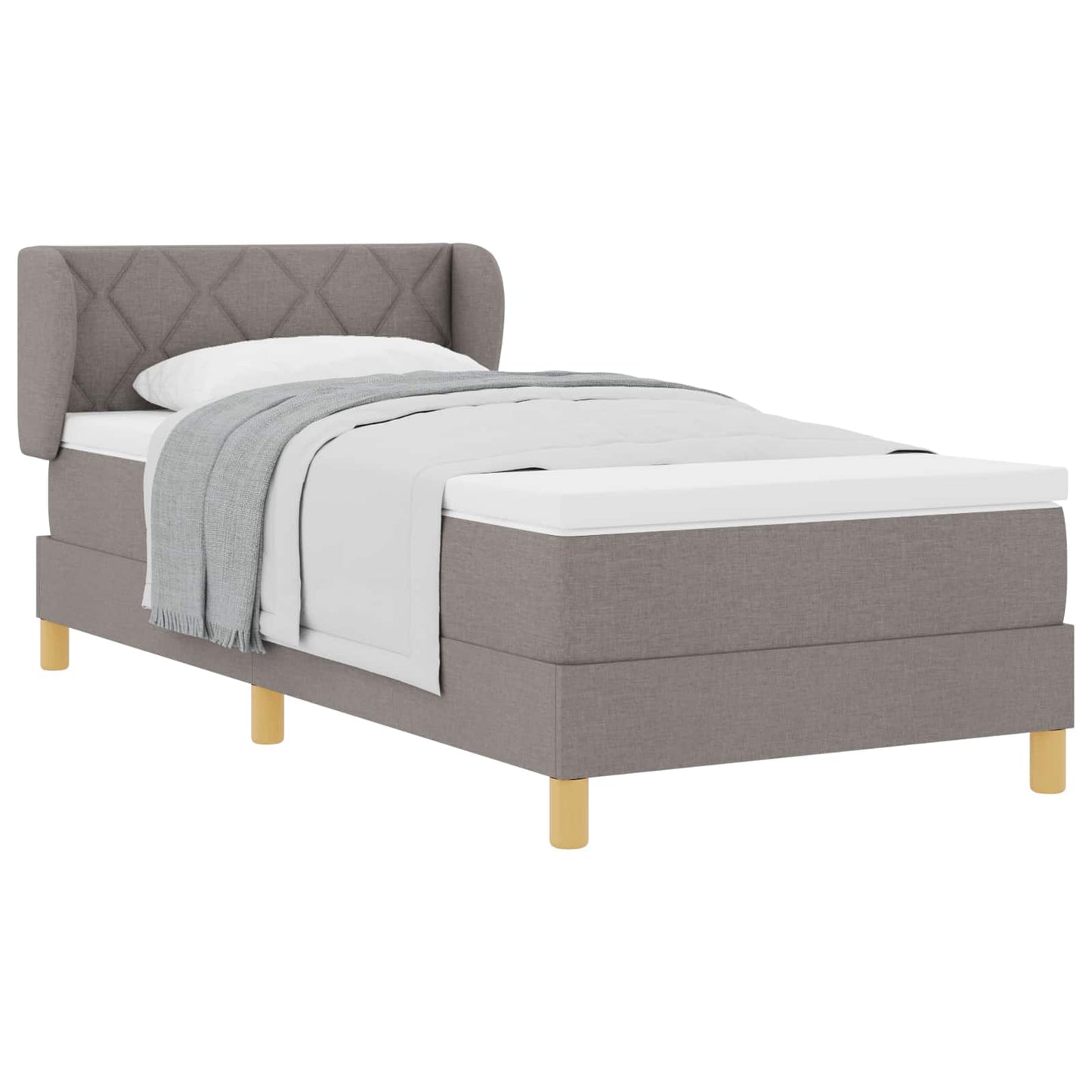 vidaXL Κρεβάτι με ελατήρια με κεφαλάρι Taupe 90 x 200 cm ύφασμα