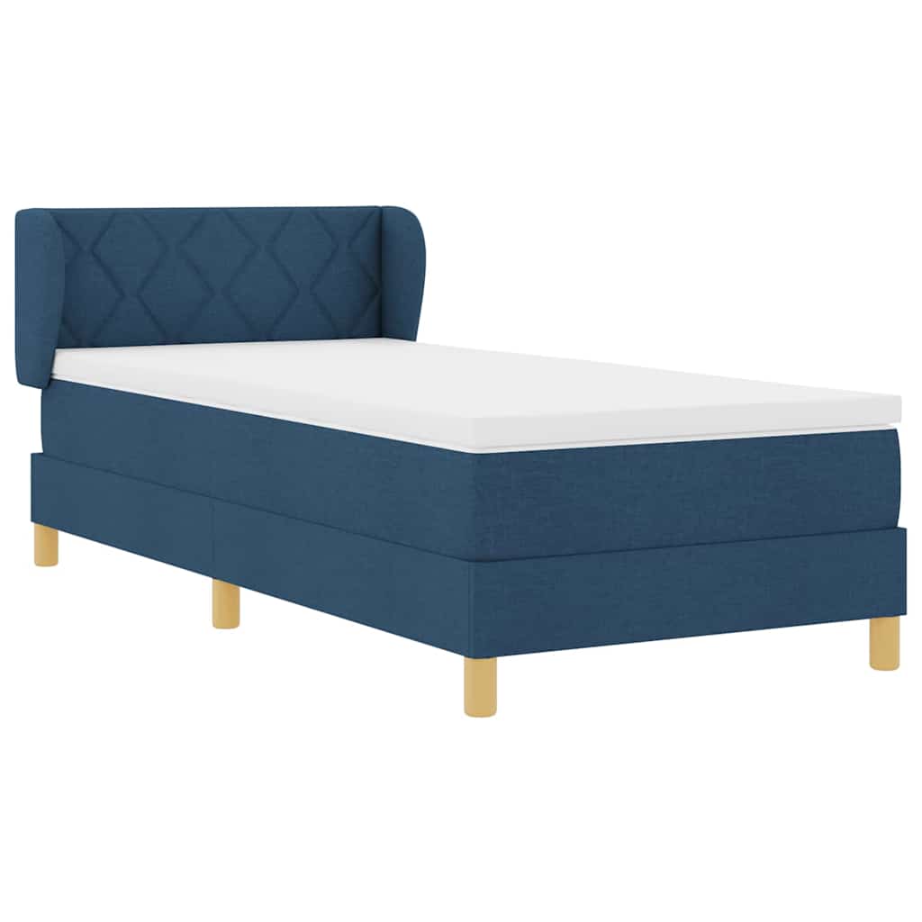 vidaXL Κρεβάτι με ελατήρια με κεφαλάρι Μπλε 90 x 200 cm ύφασμα