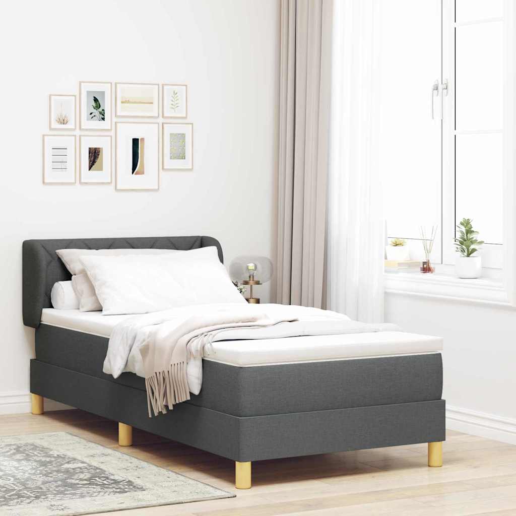 vidaXL Κρεβάτι Box Spring με Στρώμα - Σκούρο Γκρι, 100x200 εκ., Ύφασμα