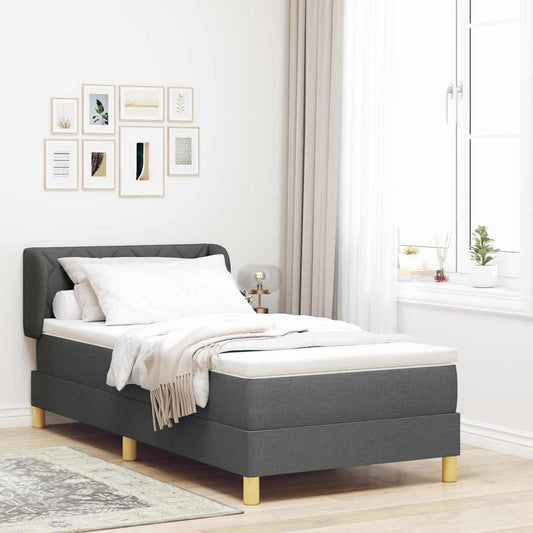 vidaXL Κρεβάτι Box Spring με Στρώμα - Σκούρο Γκρι, 100x200 εκ., Ύφασμα