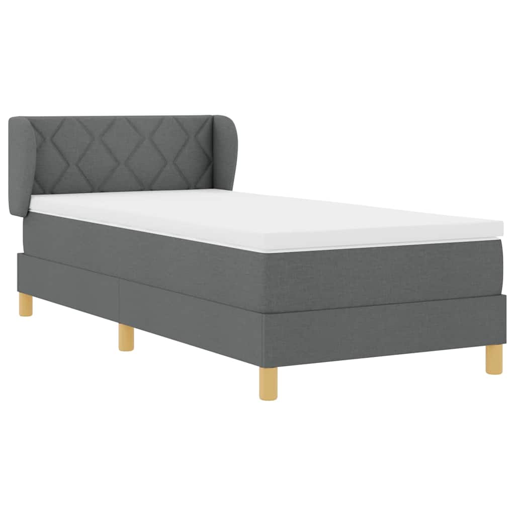 vidaXL Κρεβάτι Box Spring με Στρώμα - Σκούρο Γκρι, 100x200 εκ., Ύφασμα