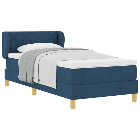 vidaXL Κρεβάτι με ελατήρια με κεφαλάρι Μπλε 100 x 200 cm ύφασμα