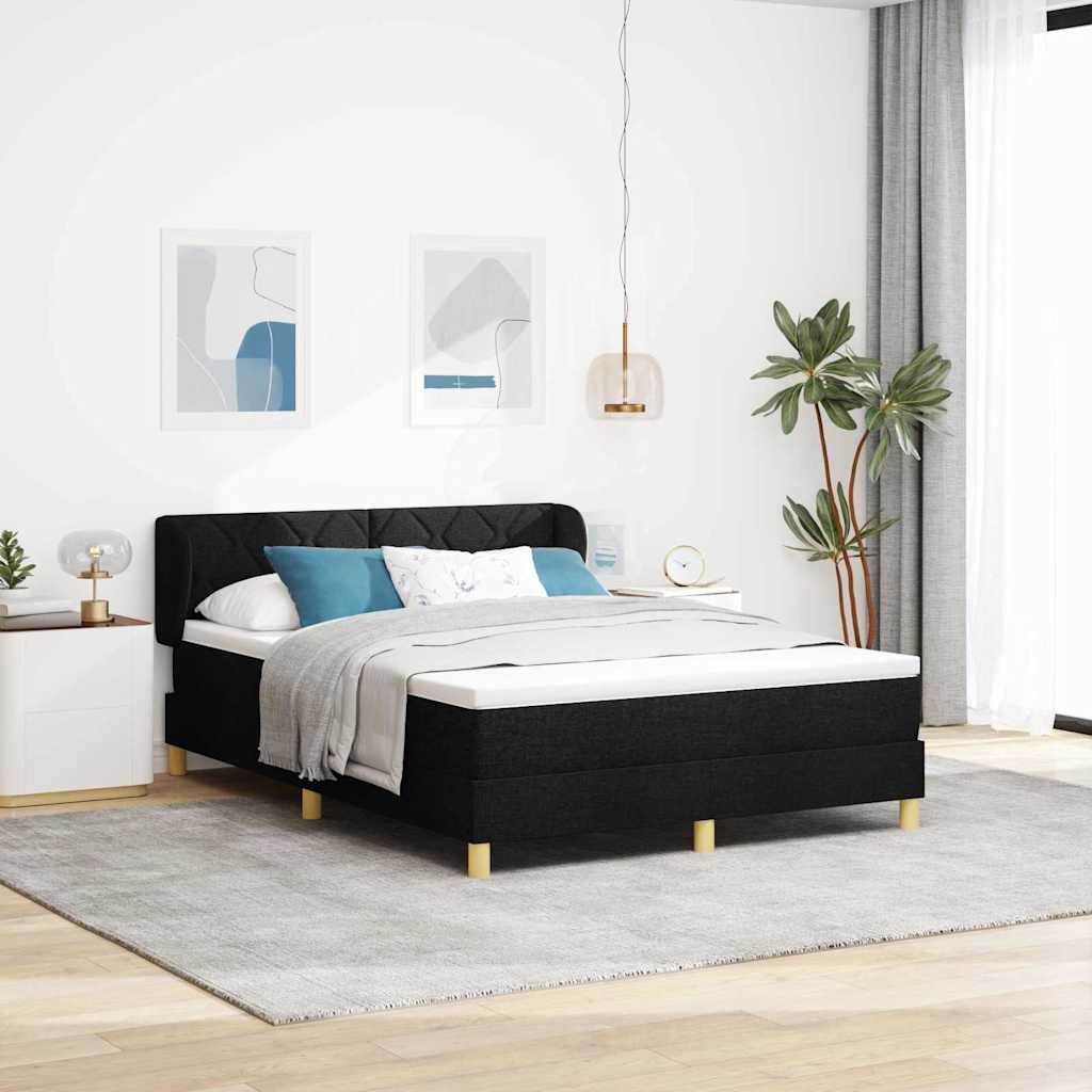 vidaXL Κρεβάτι με ελατήρια με κεφαλάρι Μαύρο 140 x 190 cm ύφασμα