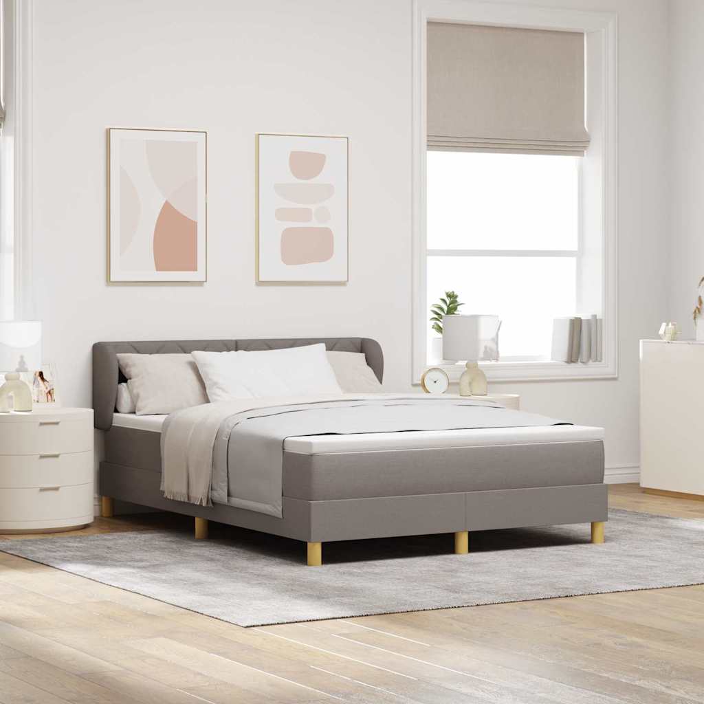 vidaXL Κρεβάτι με ελατήρια με κεφαλάρι Taupe 140 x 190 cm ύφασμα