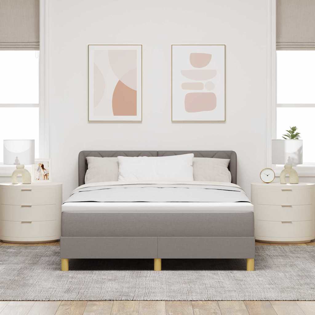 vidaXL Κρεβάτι με ελατήρια με κεφαλάρι Taupe 140 x 200 cm ύφασμα