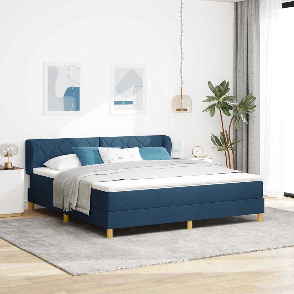 vidaXL Κρεβάτι με ελατήρια με κεφαλάρι Μπλε 180 x 200 cm ύφασμα